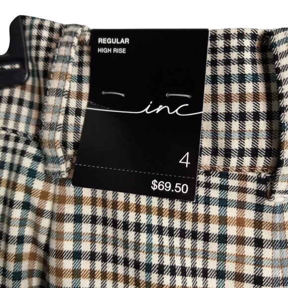 INC International Concepts Size 4 Pants Cropped Culottes Rebecca Plaid High Rise - Picture 6 of 8
